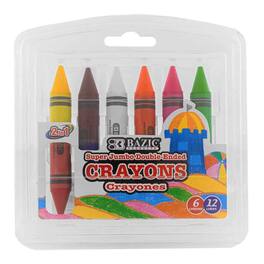 BAZIC Products - Double-Ended Premium Super Jumbo Crayons, 6 Crayons, 12 Colors