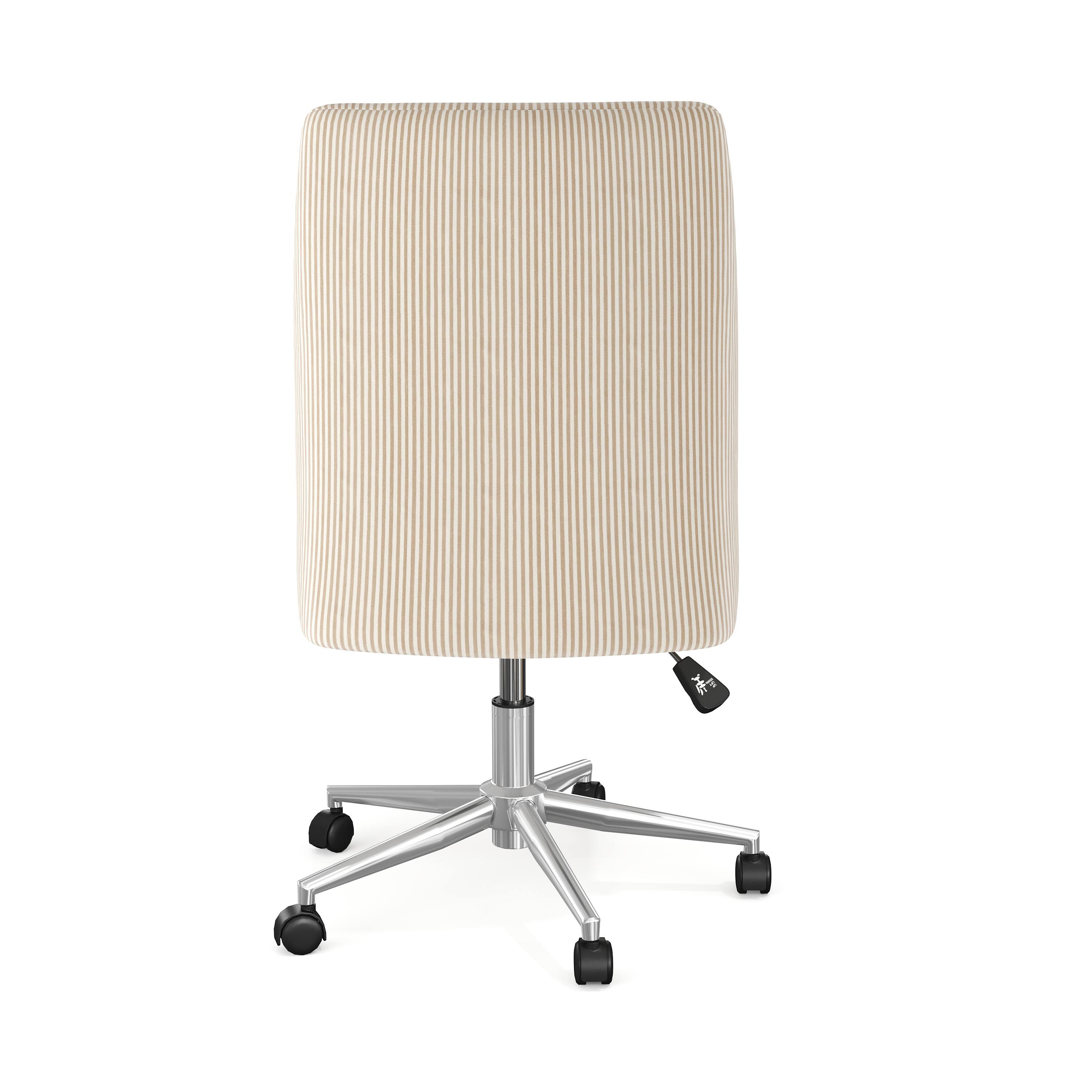 Alt View 8. Martha Stewart - Maeve Upholstered Height Adjustable Swivel Home Office Chair - Beige Stripe Fabric/Polished Nickel Frame.