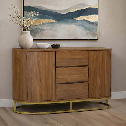 Front. Teamson Home - Teamson Home Seneca Sideboard with 3 Drawers and 2 Doors, Natural - Natural.
