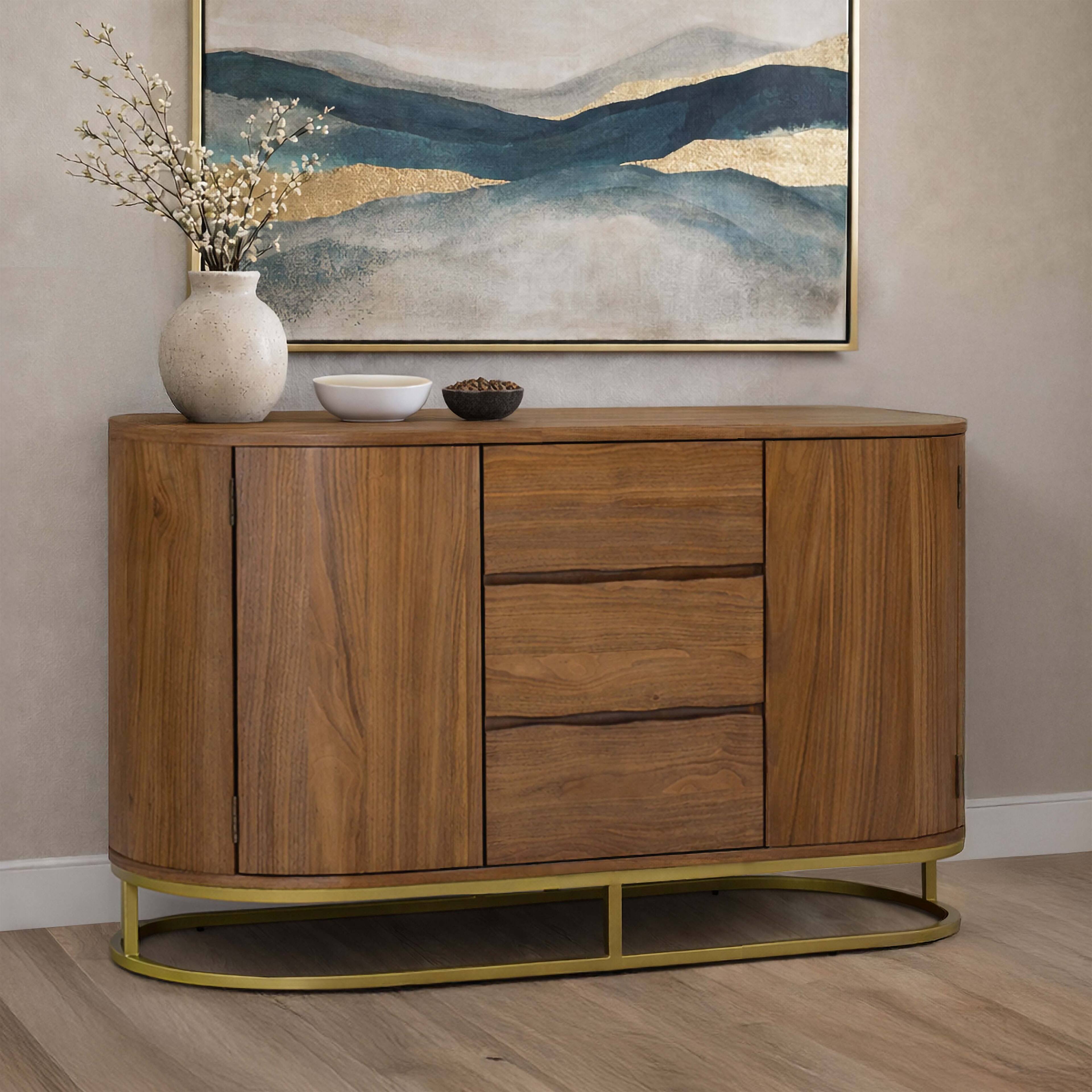 Front. Teamson Home - Teamson Home Seneca Sideboard with 3 Drawers and 2 Doors, Natural - Natural.
