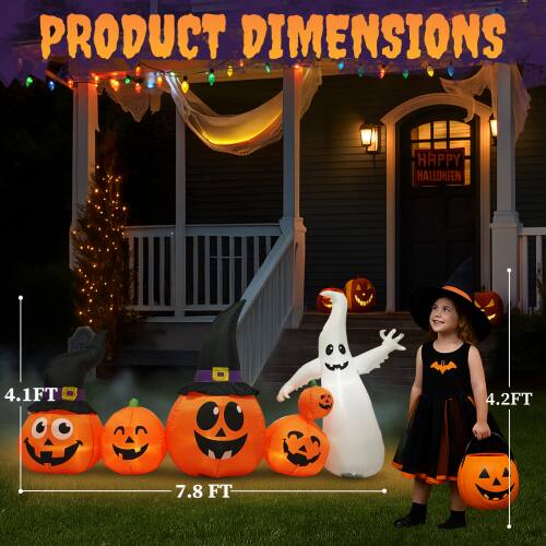 PRODUCT DIMENSIONS HAPPY HALLOWEEN 4.1FT 4.2FT 7.8 FT