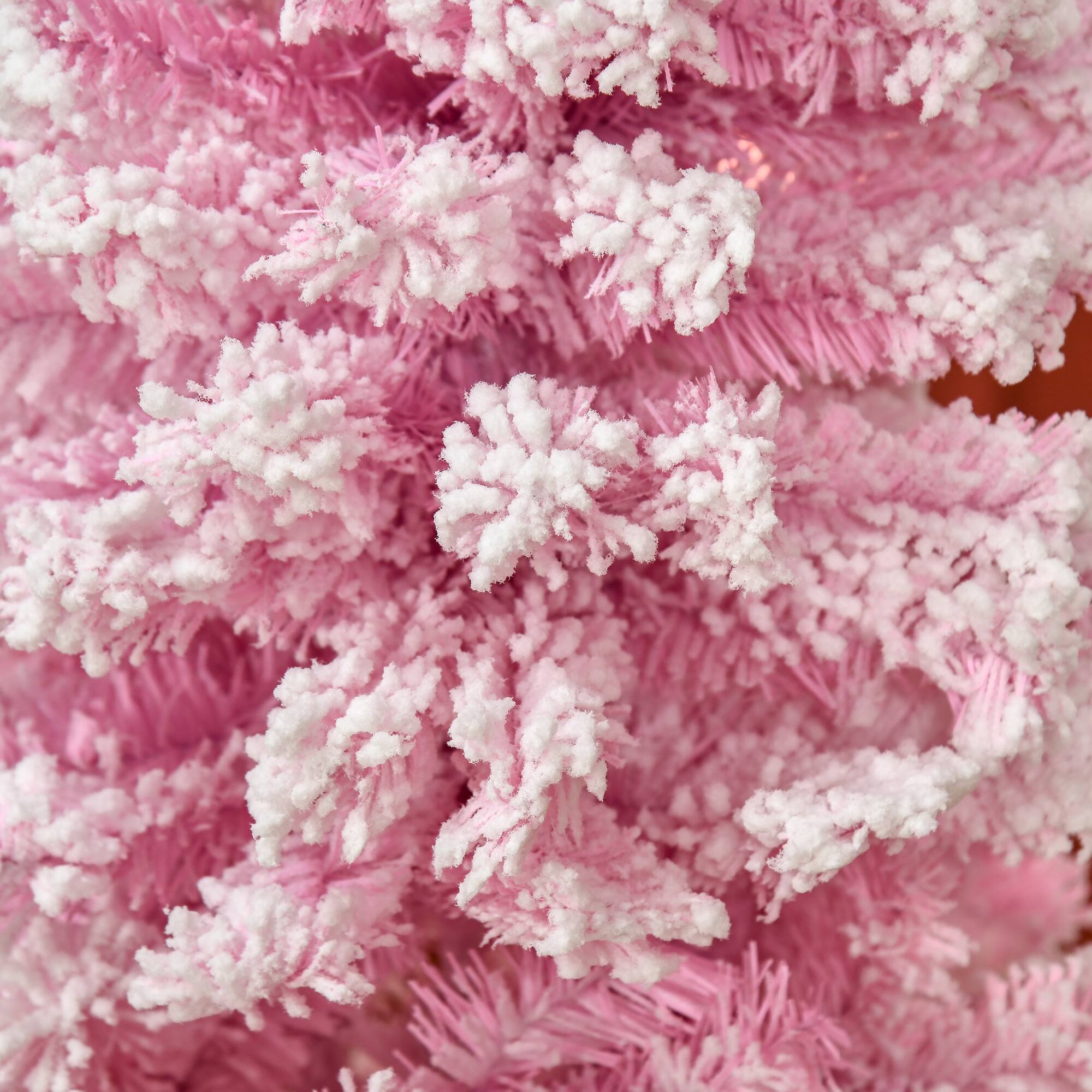 Alt View 8. Homcom - Unlit Snow Flocked Artificial Pencil Christmas Tree, Slim Pine Shape, Realistic Branches - pink.