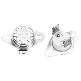Unique Bargains - KSD301 Thermostat 145°C/293°F 16A Normally Closed N.C Temperature Switch for Microwaves/Oven 2pcs Ceramic - Silver