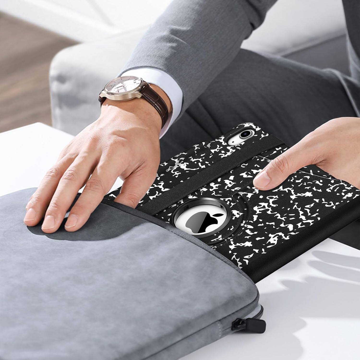 Alt View 5. Fintie - Rotating Case for iPad (A16) 11-inch 2025 and iPad 10th Gen 10.9 inch 2022, 360° Swivel Stand Magnetic Shockproof Cover - Composition Book Black.