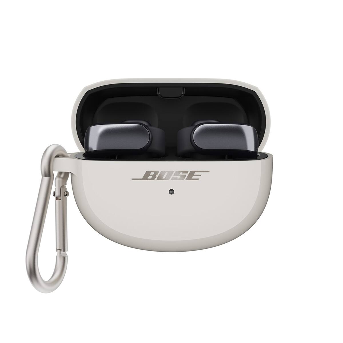 Alt View 5. Bose - Bose Ultra Open Wireless Earbuds, Moonstone Blue, w/White Smoke Case Cover.