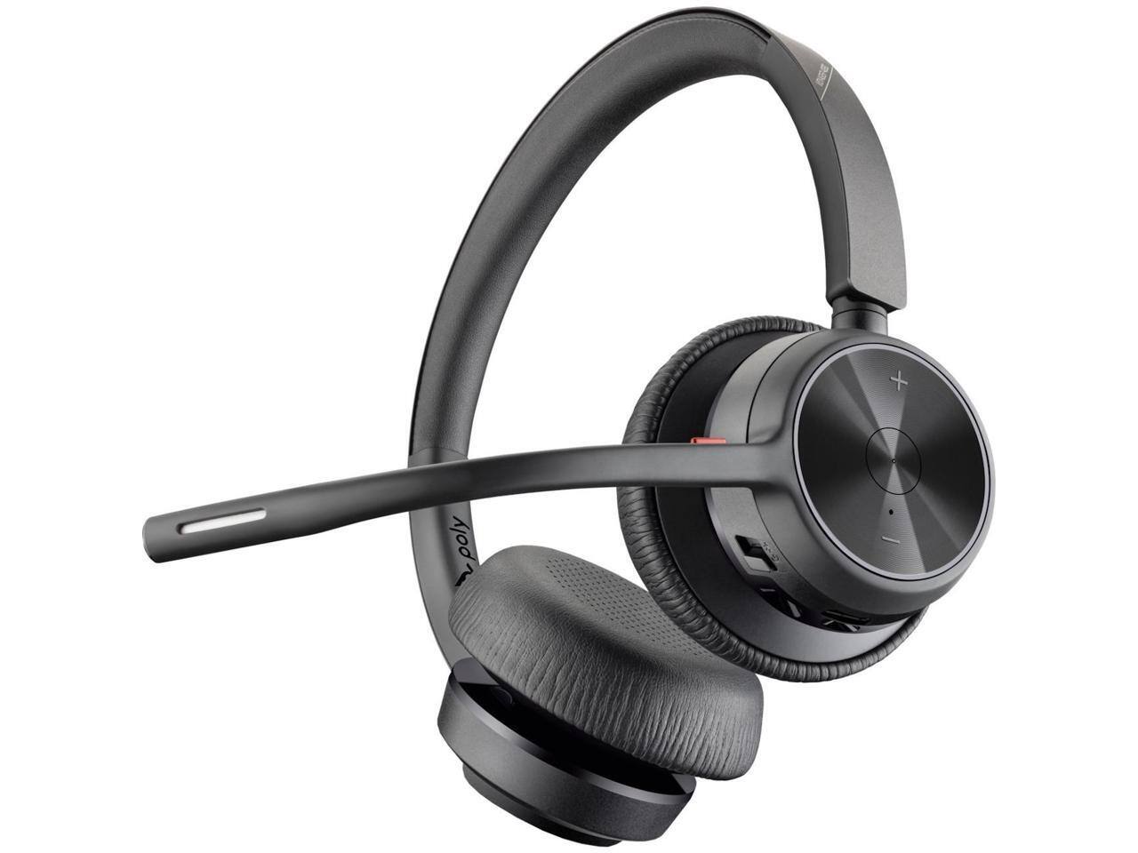 Alt View 4. Plantronics - Poly Voyager 4320 USB-A Headset - Stereo/Mono, Bluetooth, USB-A/C, 300 ft, 20 Hz-20 kHz, On-ear, Binaural.