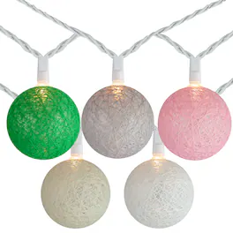 Brite Star - String Ball Patio Globe Lights - Clear Lights - 8.6 ft White Wire - 10ct - Multi
