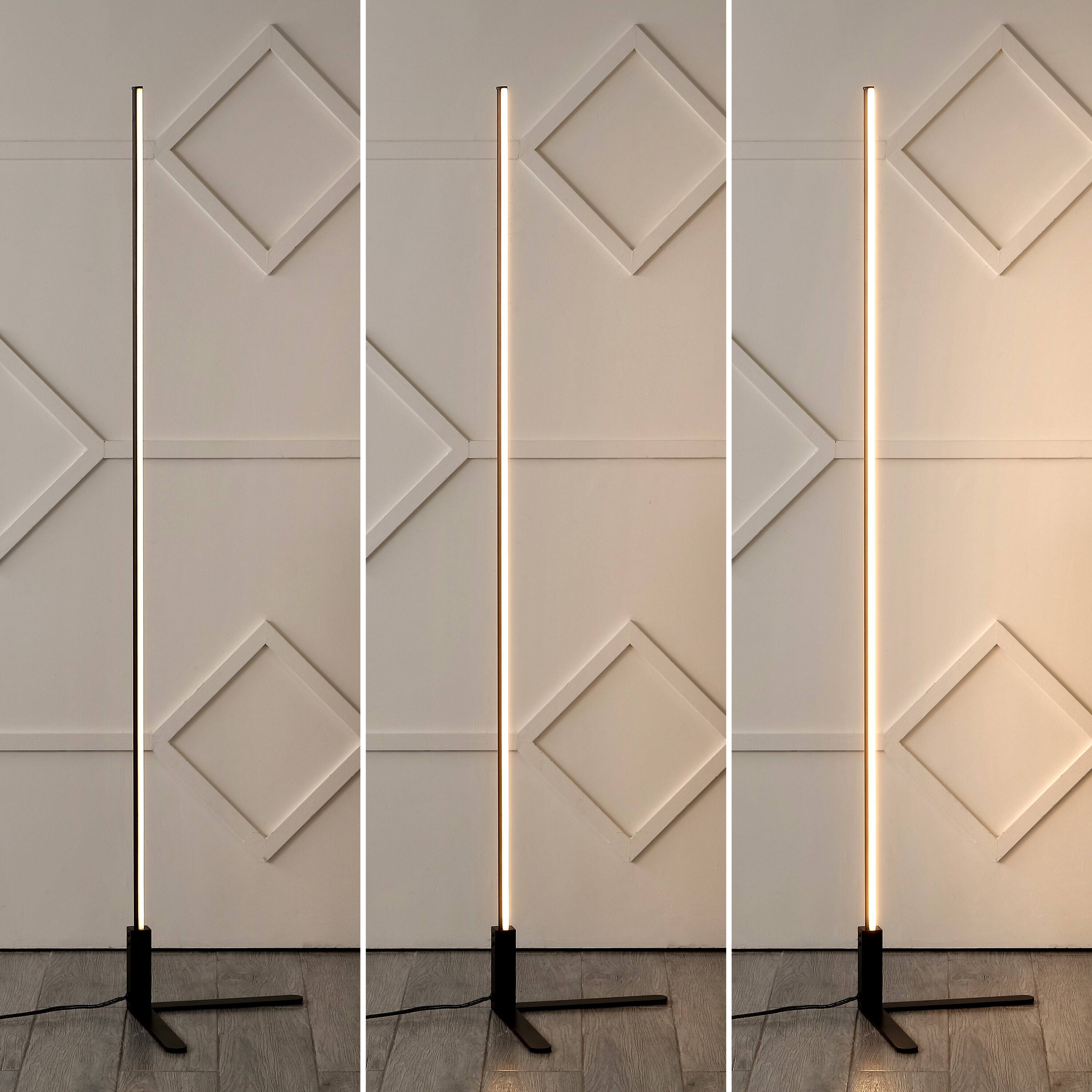Alt View 5. Jonathan Y - Potts 60.5" Modern Contemporary Aluminum/Iron Integrated LED Post Floor Lamp, Black - Black.