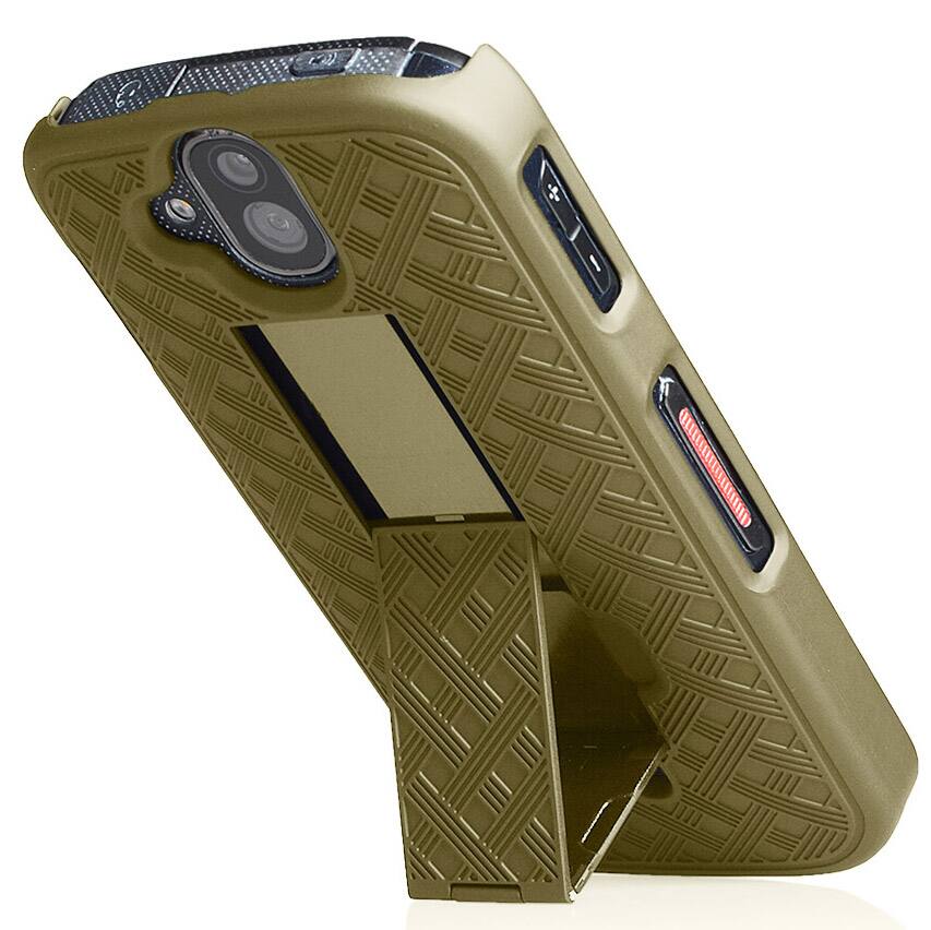 Alt View 3. Nakedcellphone - Case with Stand and Belt Clip Holster for Kyocera DuraForce Pro - Gold.