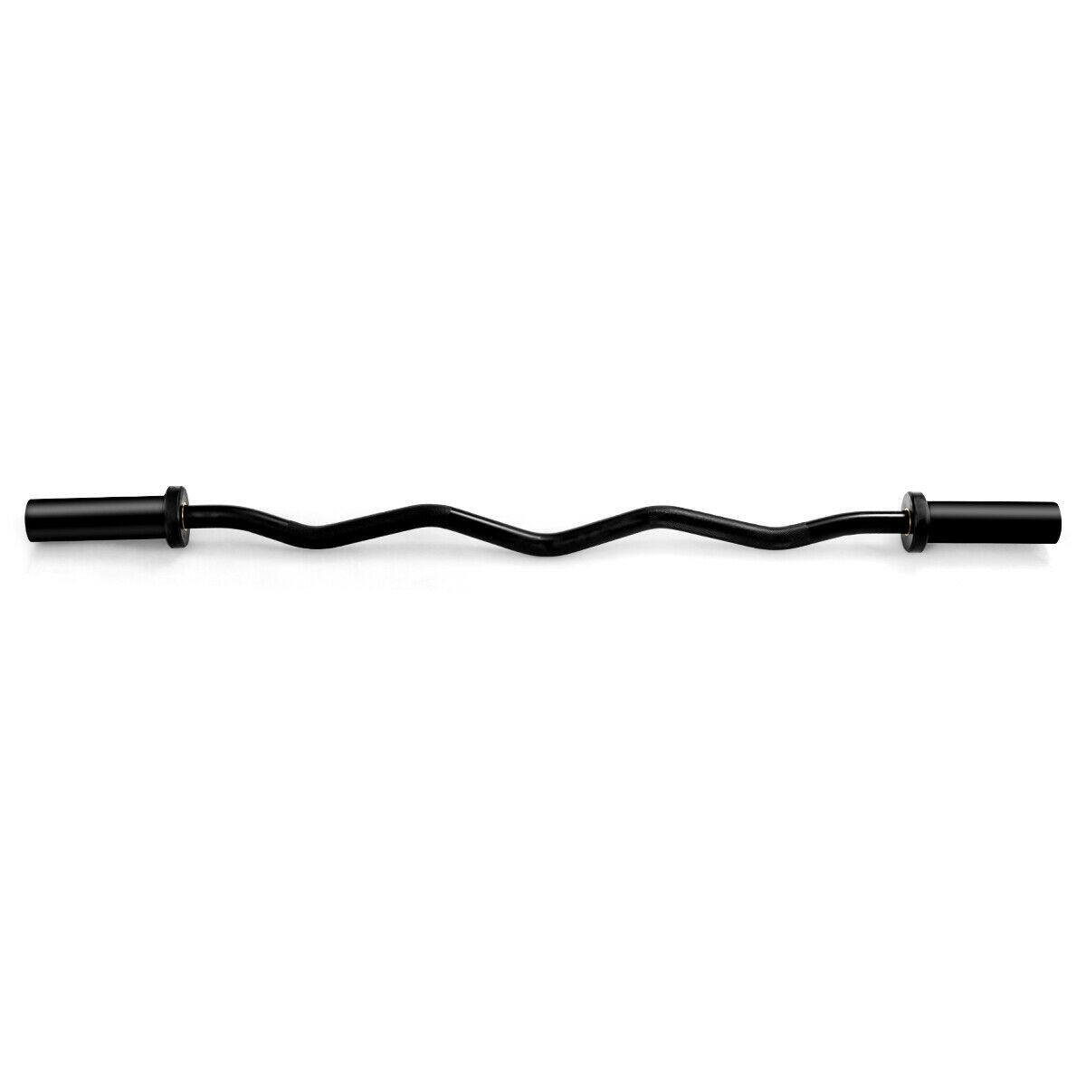 Alt View 18. Costway - 48''Phosphate Steel Olympic EZ Curl Bar 28mm Grip Home Gym Fitness Equipment - Black.