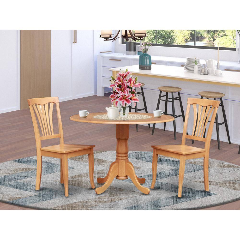Back. East West Furniture - 3 Pc Kitchen nook Dining set-Kitchen Table and 2 Dining Chairs - Oak.