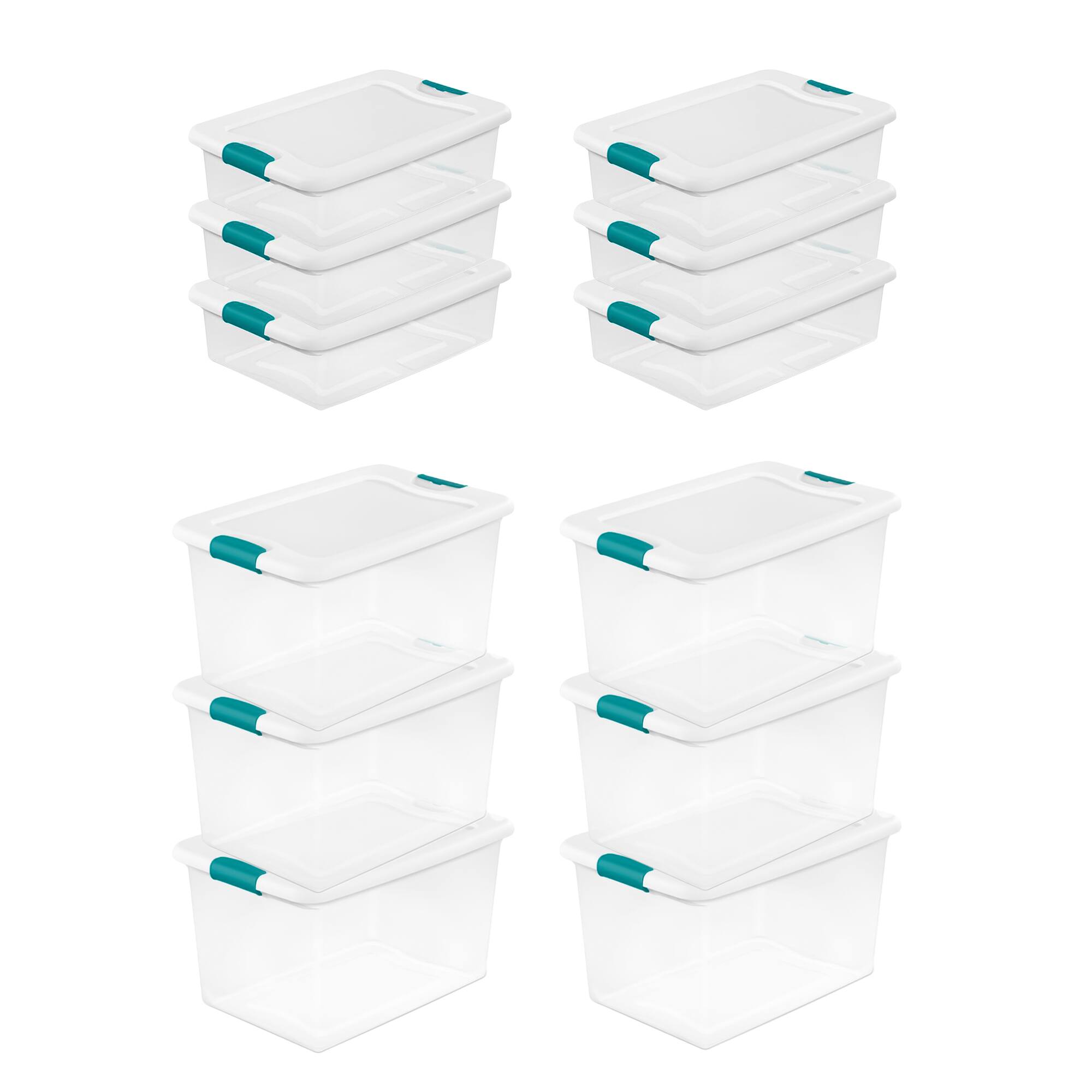 Front. Sterilite - Sterilite 64 Qt Plastic Stacking Container, 6 Pack & 32 Qt Storage Boxes, 6 Pack.