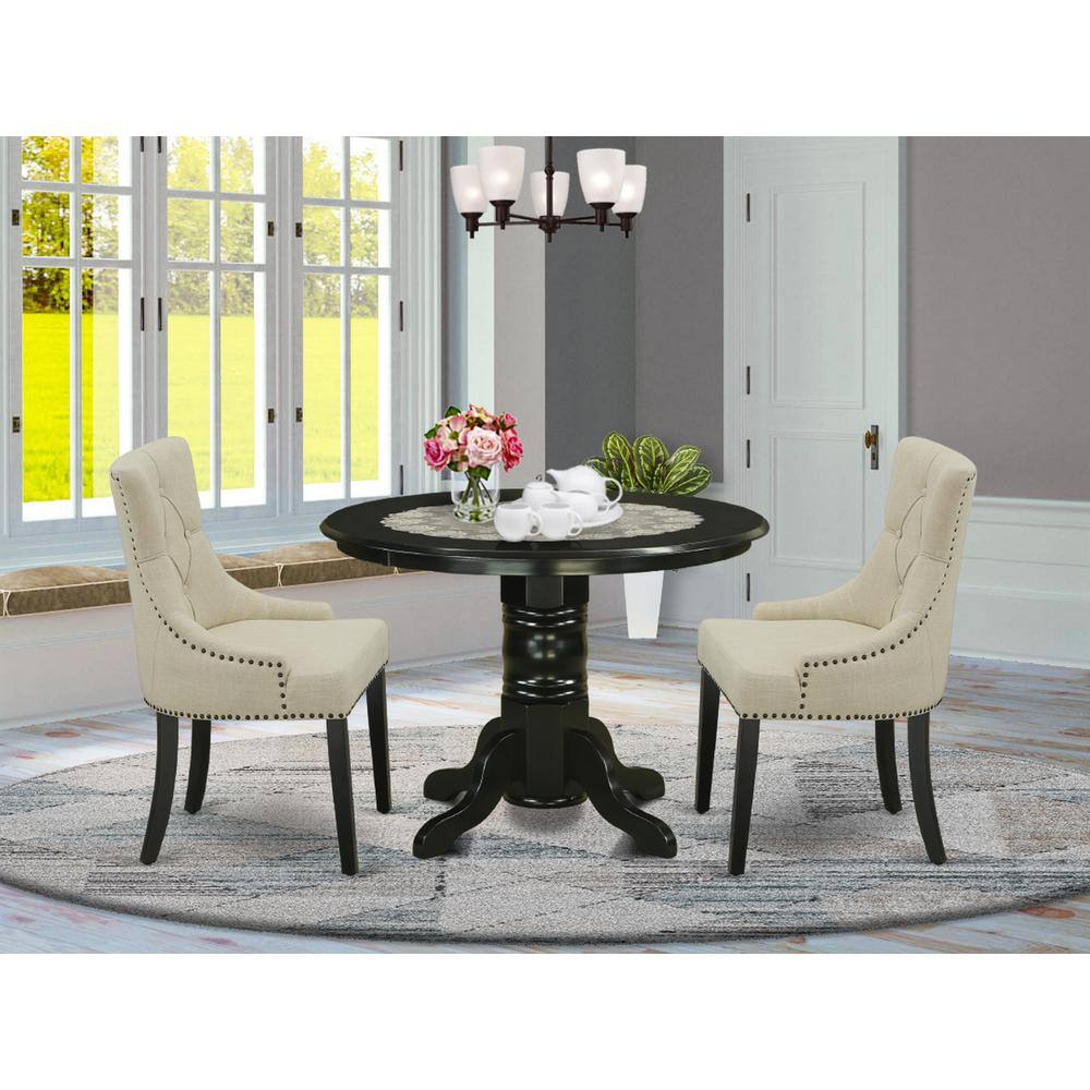 Left. East West Furniture - Dining Room Set Black - Brown.