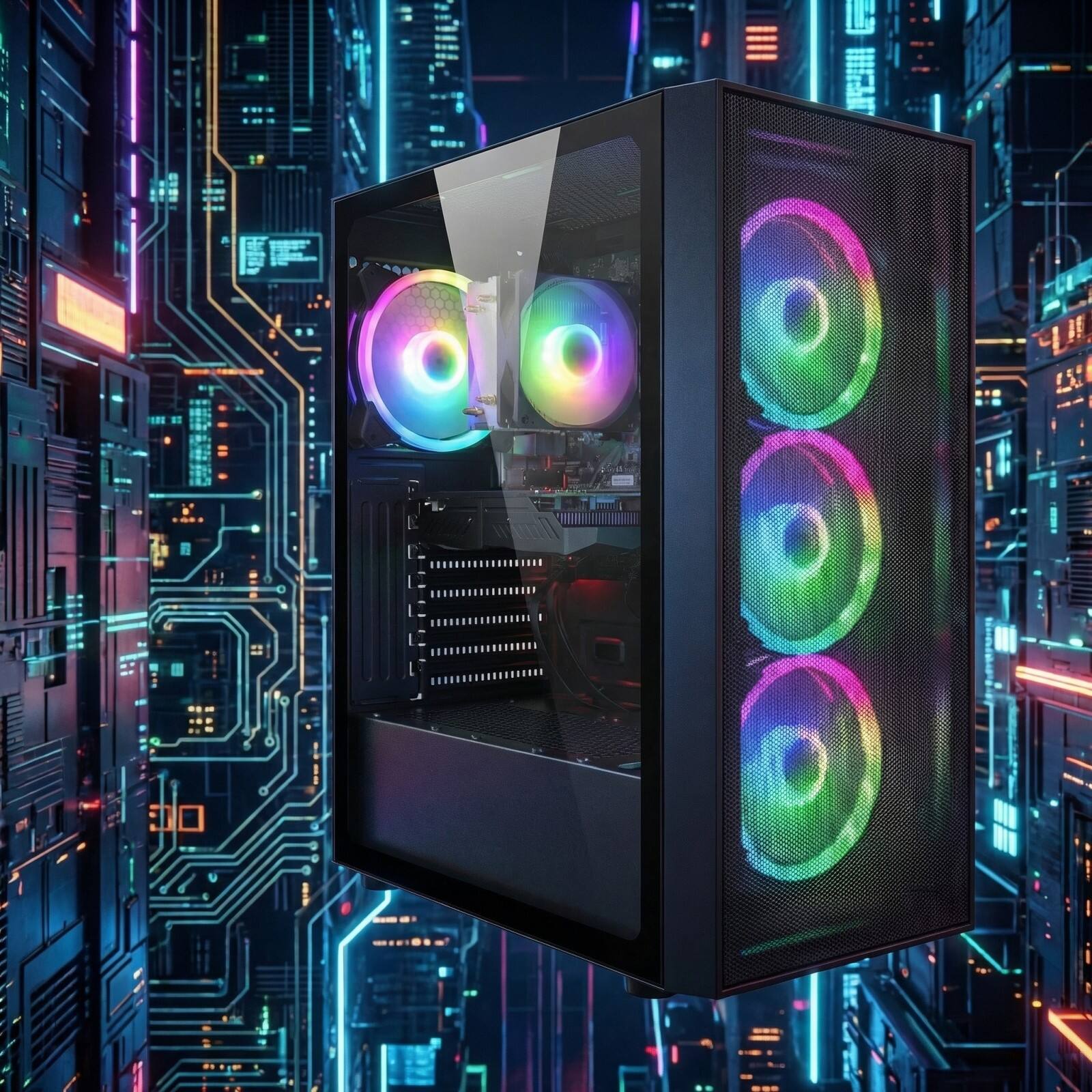 Back. STGAubron - STGAubron Gaming PC Computer Desktop, AMD Ryzen 7 5700X up to 4.6Ghz, GeForce RTX 3050 6G, 16G DDR4 RAM, 1TB SSD, WIN11H - Black.