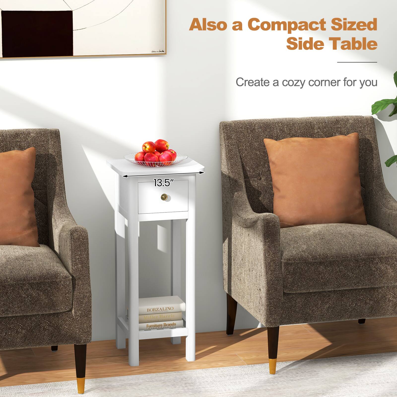Also a Compact Sized Side Table, Create a cozy corner for you, 13.5", BORZALINO Miller Harris | Furniture Brands CNA