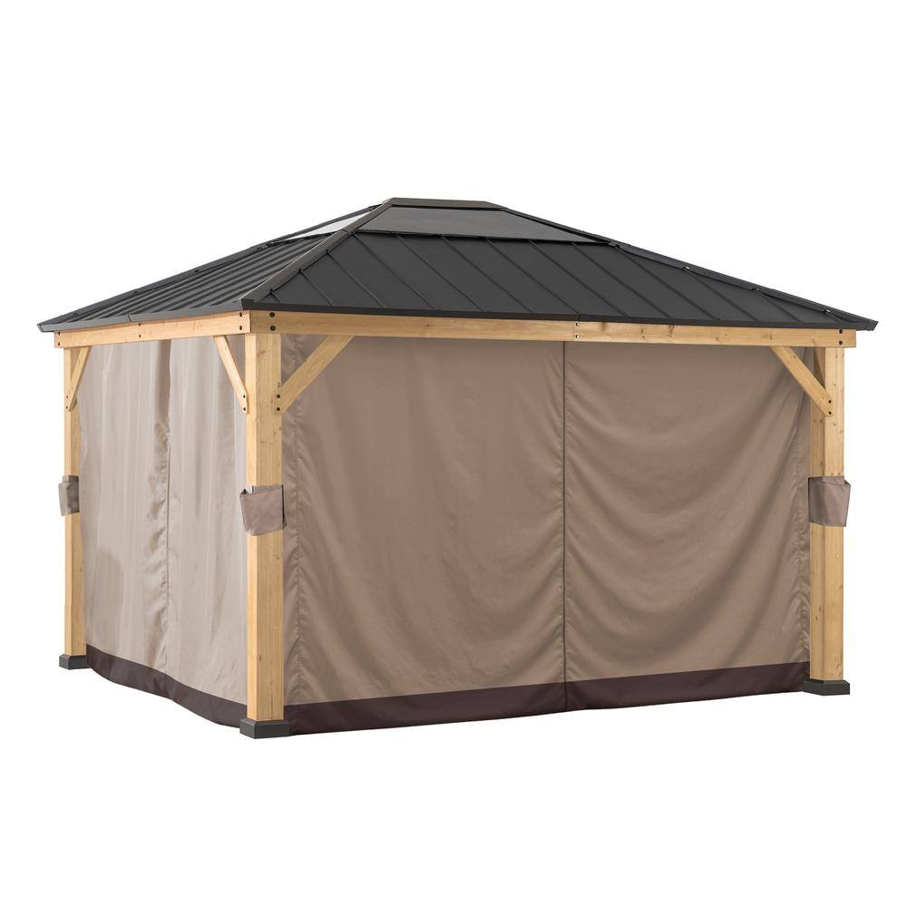 Alt View 1. SUNJOY - Sunjoy Universal Curtains for 13 ft. × 15 ft. Wood-Framed Gazebos - Khaki.