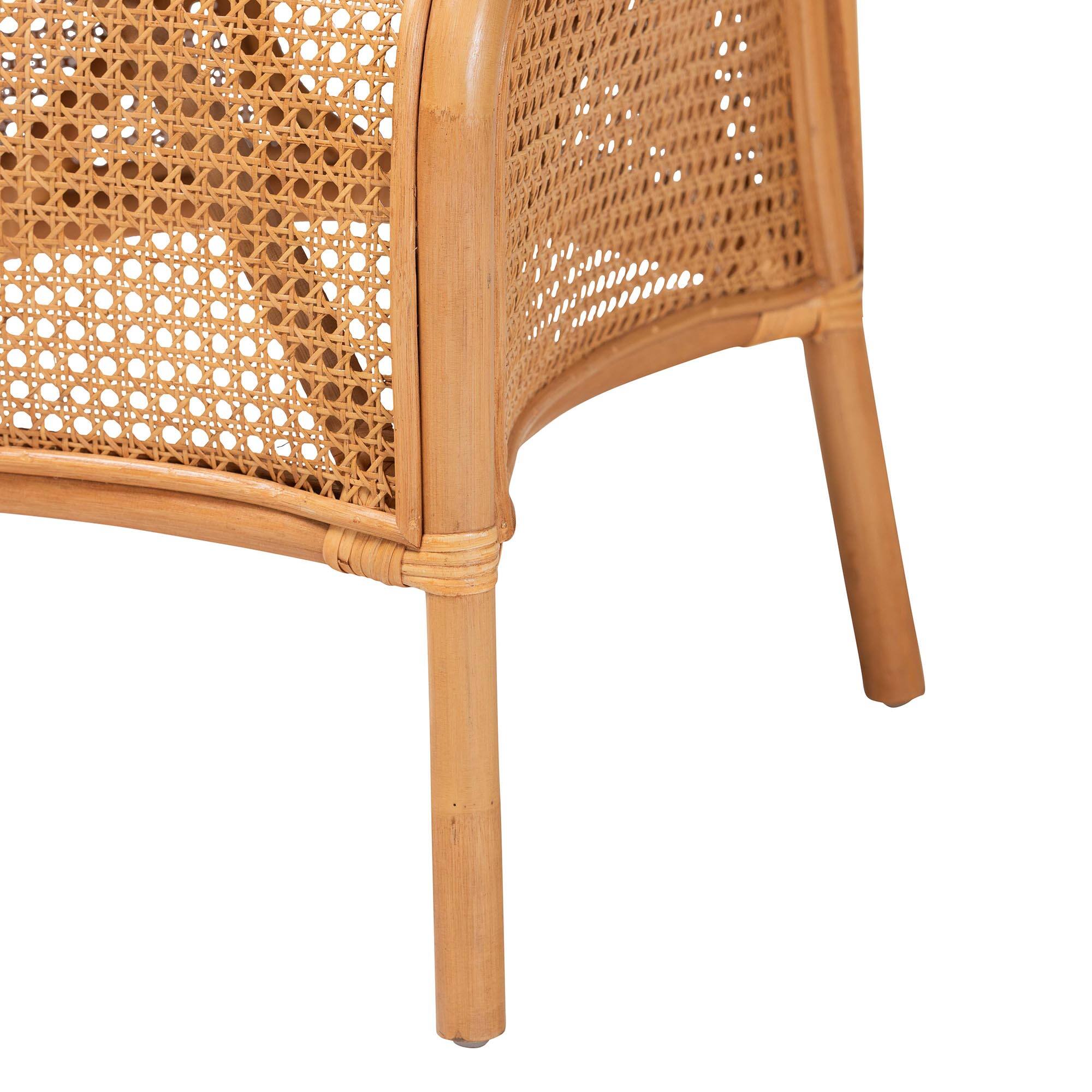 Alt View 2. bali & pari - Elsa Natural Rattan Dining Chair - Handcrafted Wicker Side Chair with Openwork Back and Woven Detailing, Boho Seating - Light Honey.
