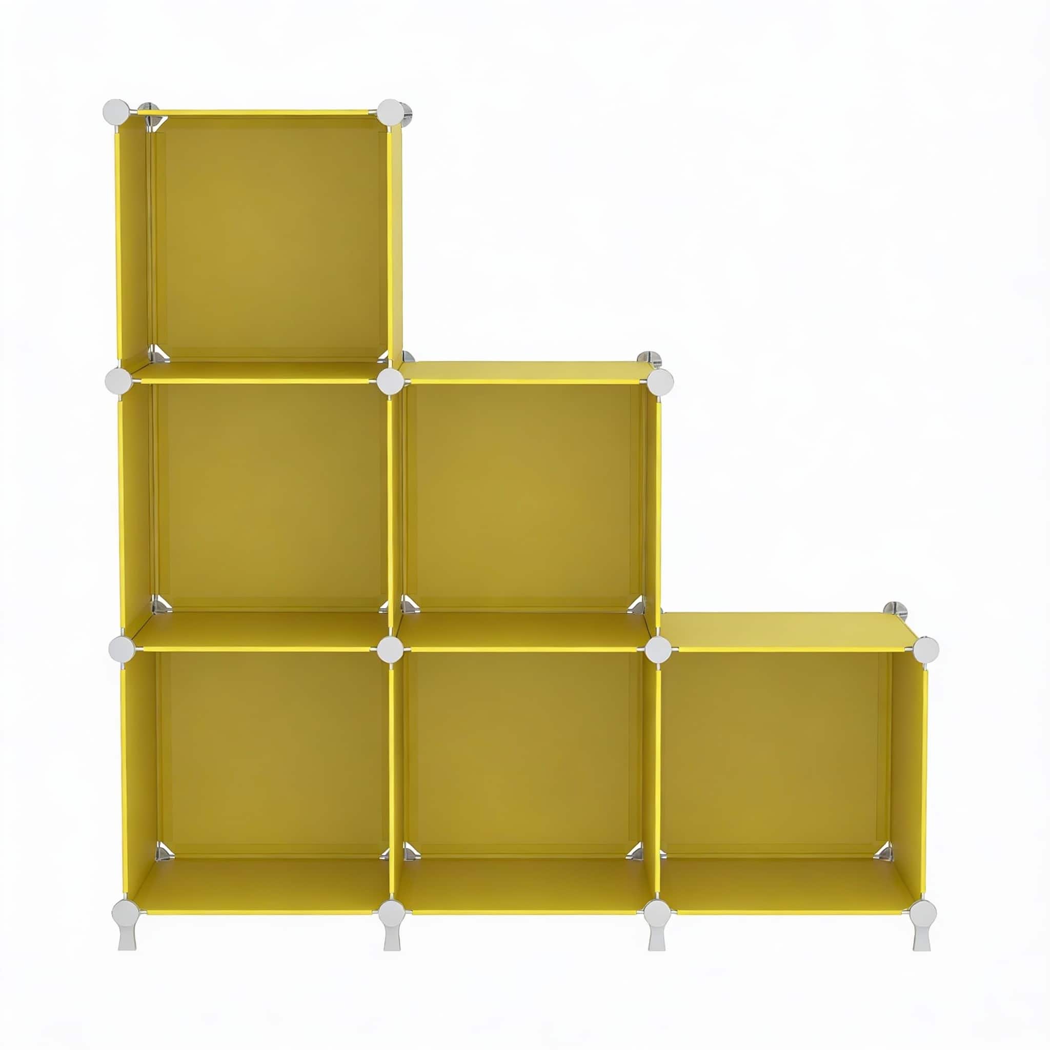 Frangdom - Modular Cube Storage Shelf DIY Stackable 6-Cube Organizer - Yellow