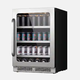 Whynter - BSR-140SB 24 inch Built-ln 140 Cans Undercounter Beverage Fridge with Reversible Door, Digital Control - Stainless Steel