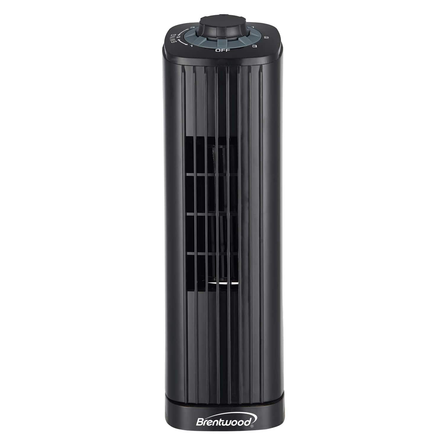 Photos - Fan Brentwood  14" Portable Oscillating Tower , 3 Speeds, 53 CFM, 50° Oscillation, 25W, 61" Cord - Black F-14TBK 