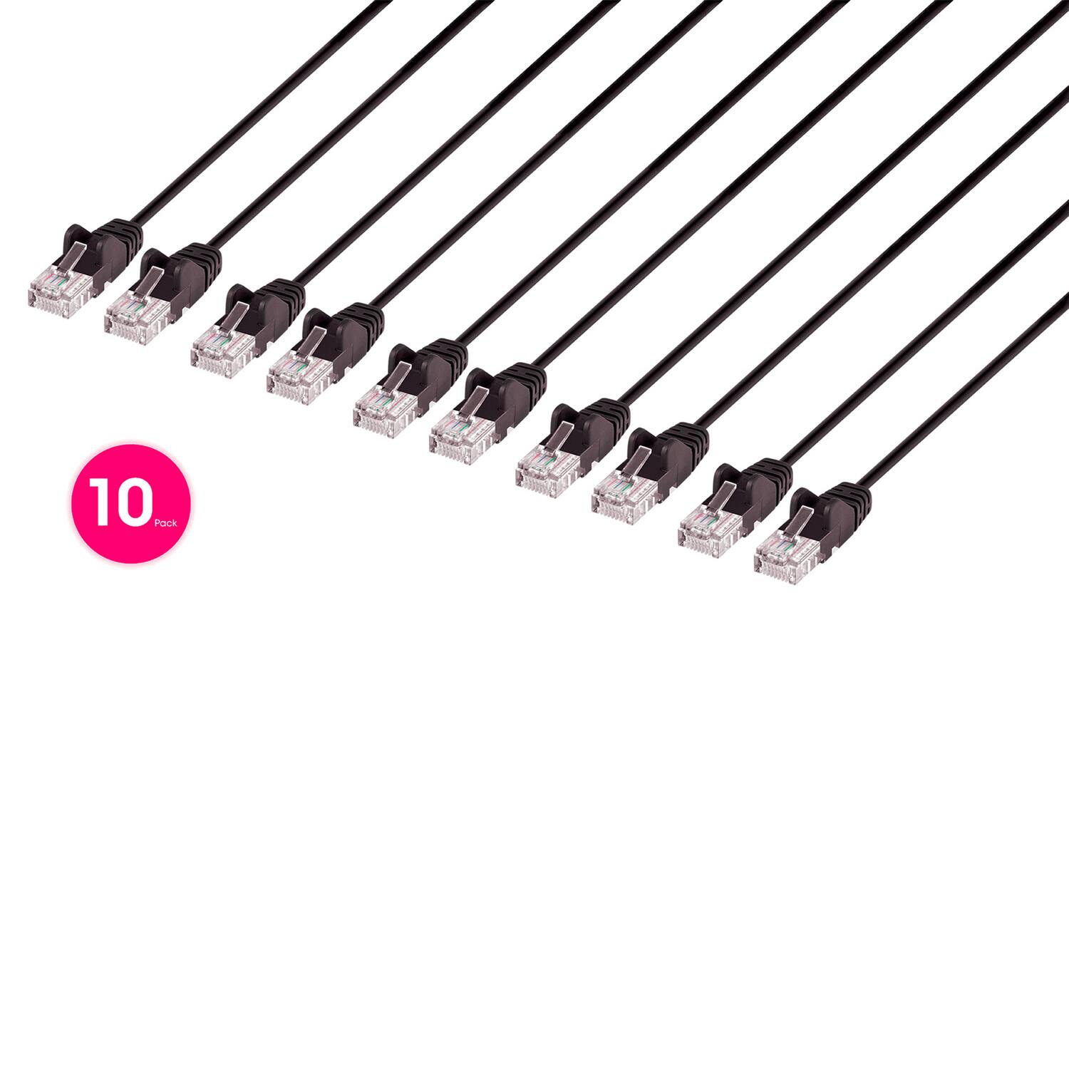 Angle. Intellinet - CAT-6 U/UTP Slim Network Patch Cable, 20 Ft, 10 Pack.