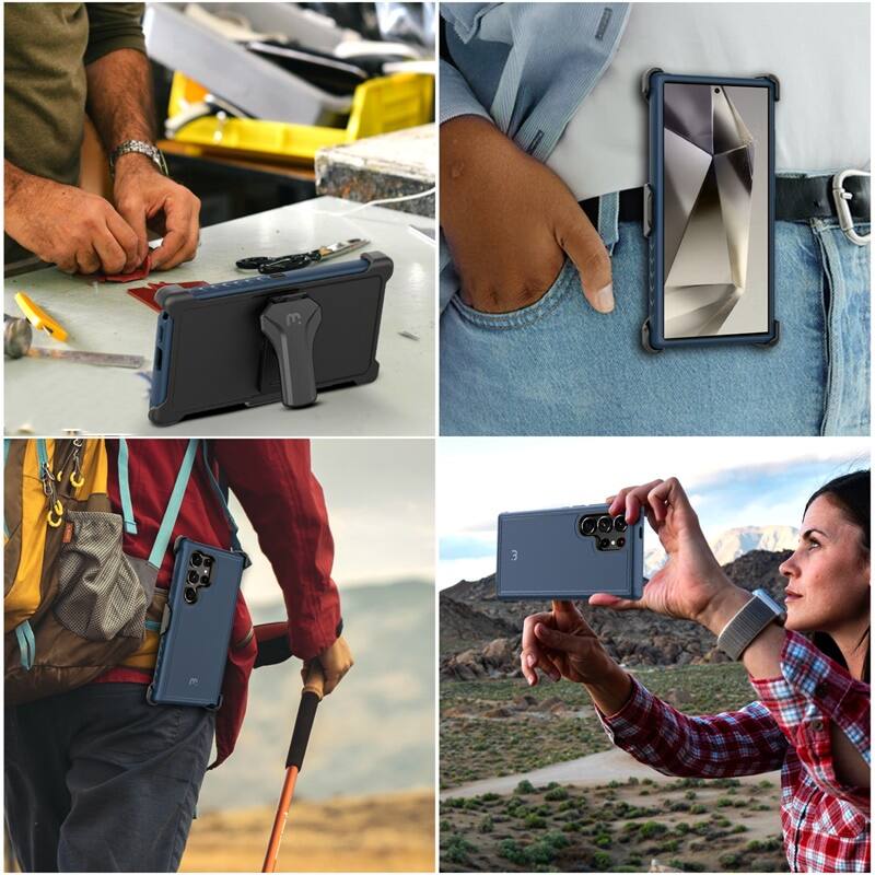 Alt View 4. Mybat Pro - MyBat Pro Maverick Series Case with Holster for Samsung Galaxy S24 Ultra - Blue - Blue.