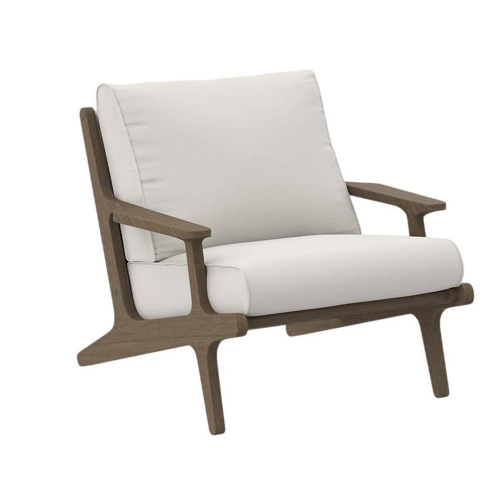 Front. Outdoor Escape - Teak Wood Outdoor Armchair For Patio, Rustic Style, Comfortable Seating - Gray.