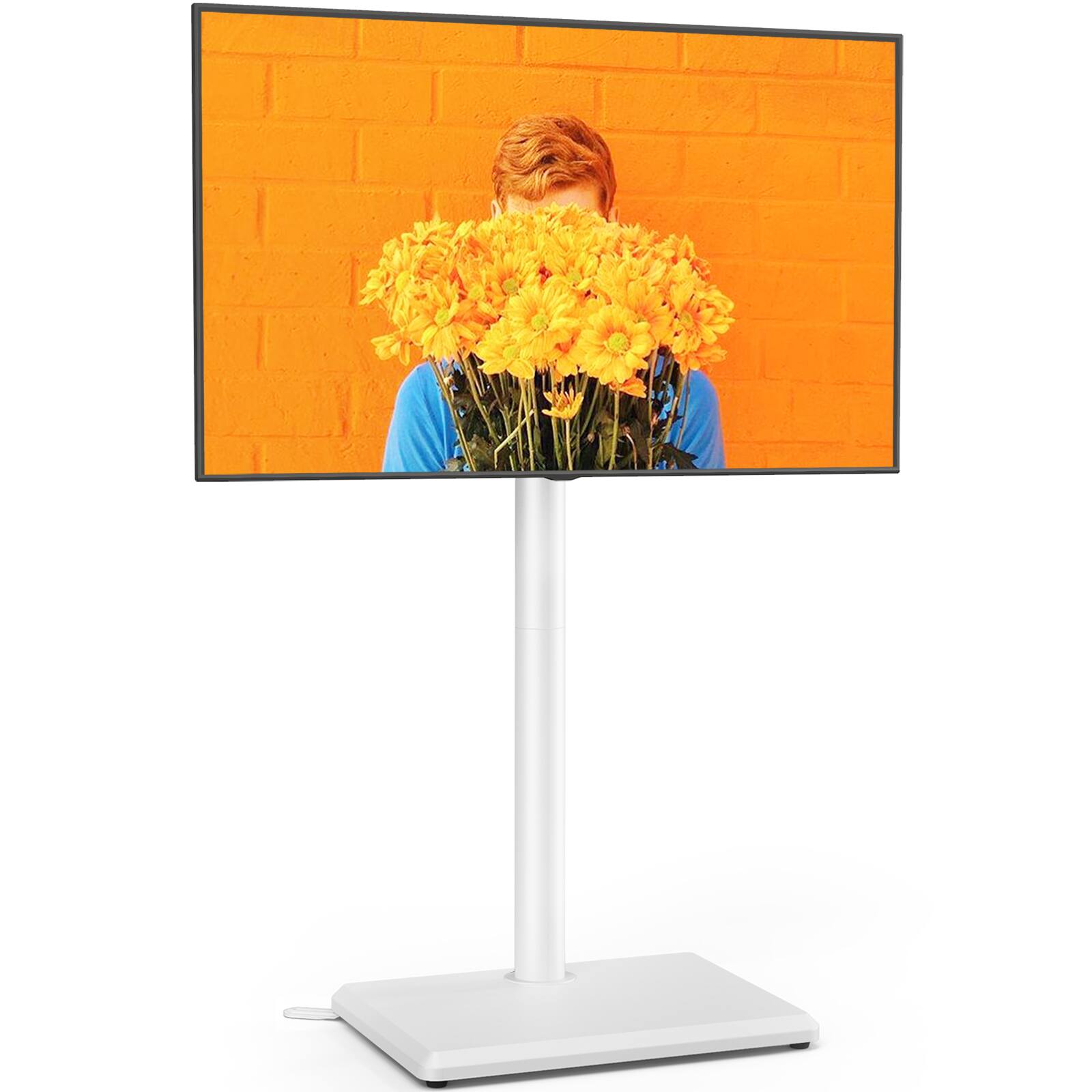 Front. Rfiver - 32-60 inches wooden base TV stand - White.