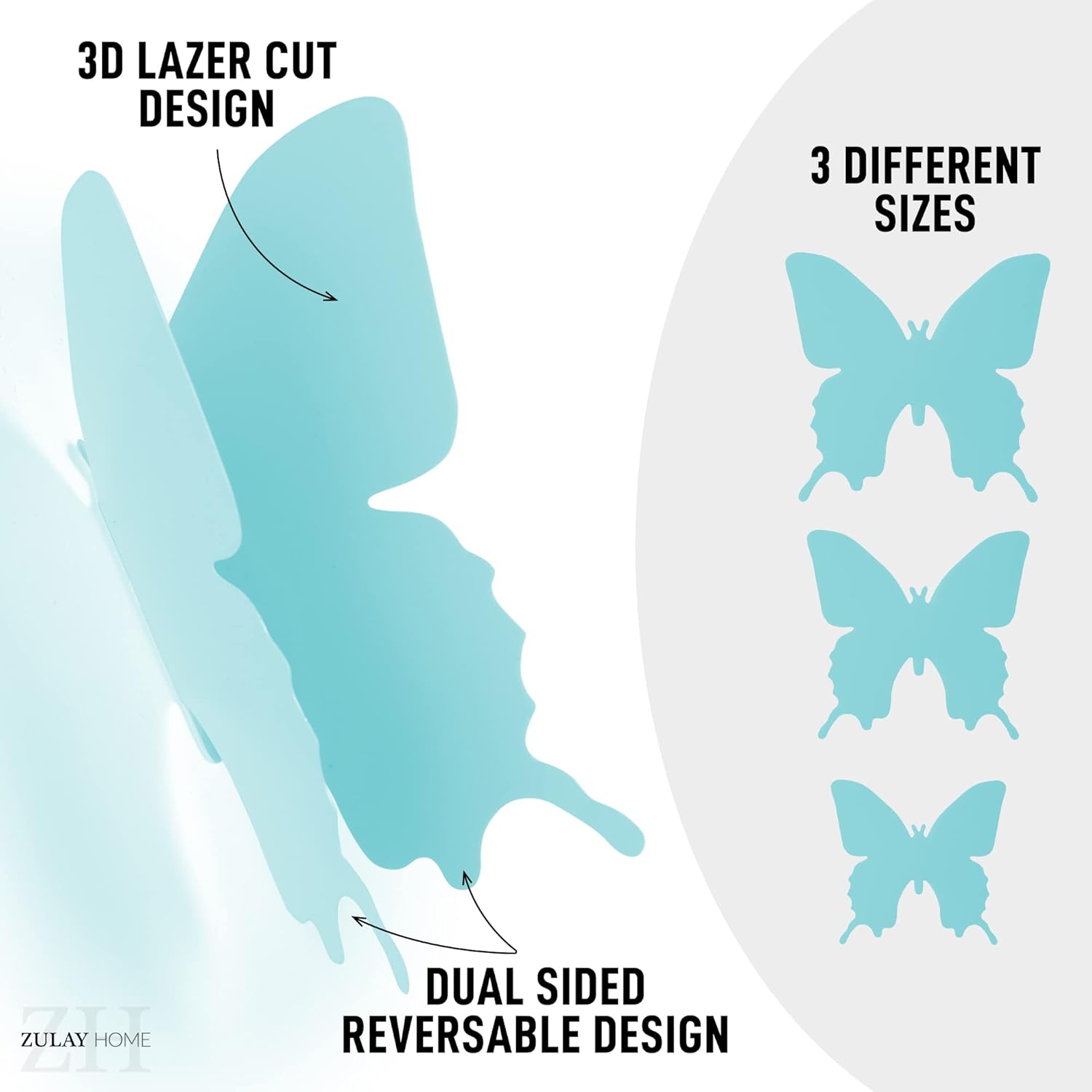 3D LAZER CUT DESIGN, 3 DIFFERENT SIZES, DUAL SIDED REVERSABLE DESIGN, ZULAY HOME