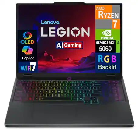 Lenovo LEGION
AMD Ryzen 7
NVIDIA GeForce RTX 5060
OLED
AI Gaming
RGB Backlit
Copilot
WiFi 7