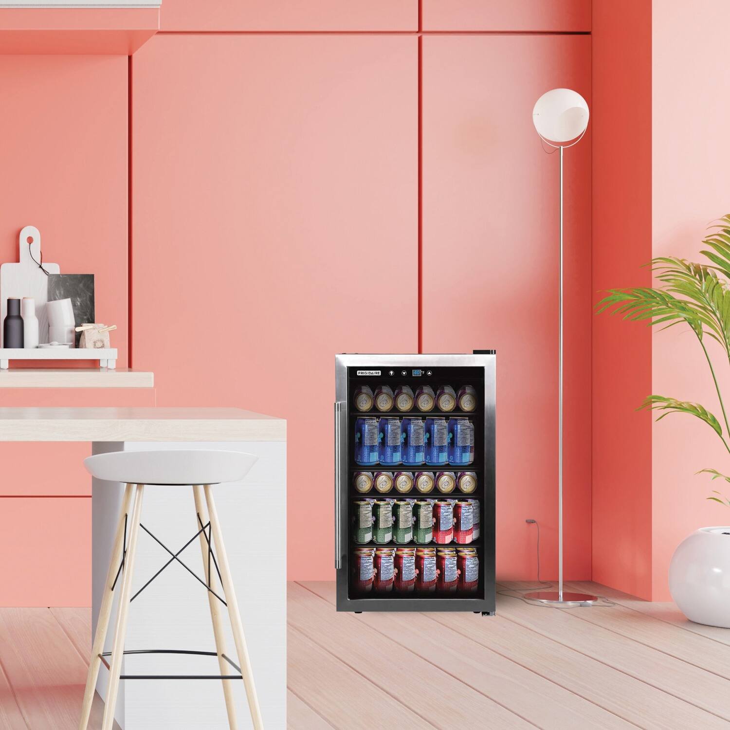 Alt View 4. Frigidaire - Frigidaire Efmis155 4.4-cu-ft. 126-can Stainless Steel Door Beverage Center Compact Refrigerator - black.