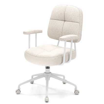 Front. WELLFOR - Leathaire Upholstered Task Home Office Chair with Cushioned Back - Beige.