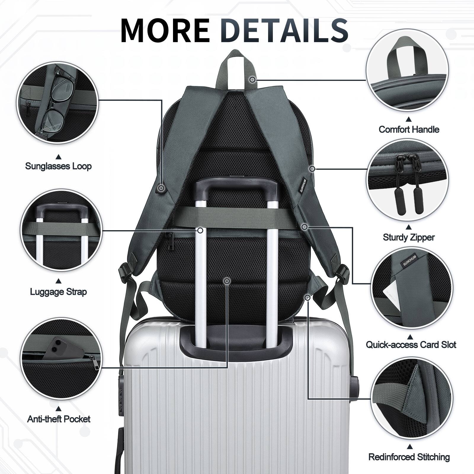 MORE DETAILS

- Comfort Handle
- Sunglasses Loop
- Sturdy Zipper
- Luggage Strap
- Quick-access Card Slot
- Anti-theft Pocket
- Reinforced Stitching