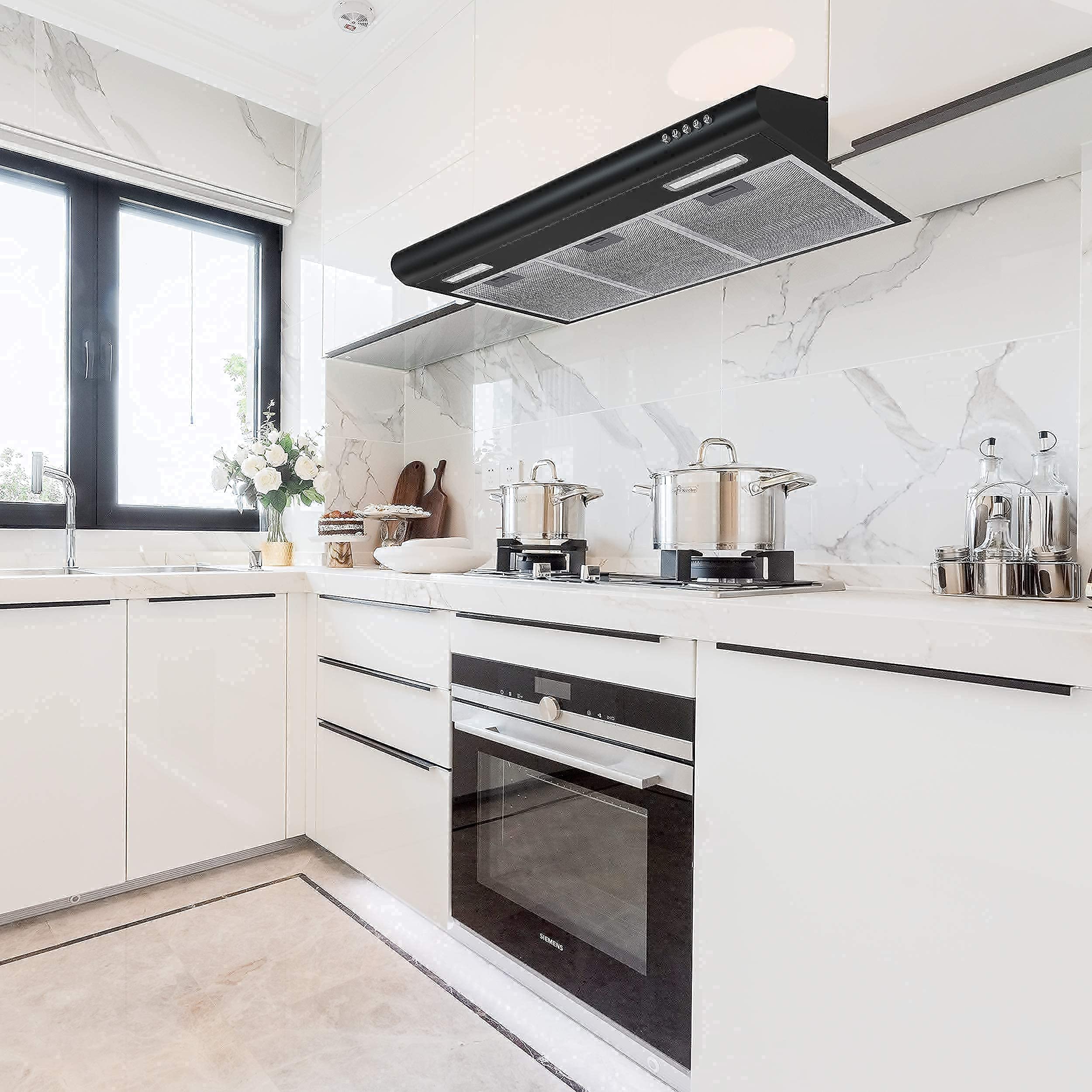 Angle. Jeremy Cass - 30 in. Convertible Under Cabinet Range Hood with 3-Speed Exhaust Fan - Black.