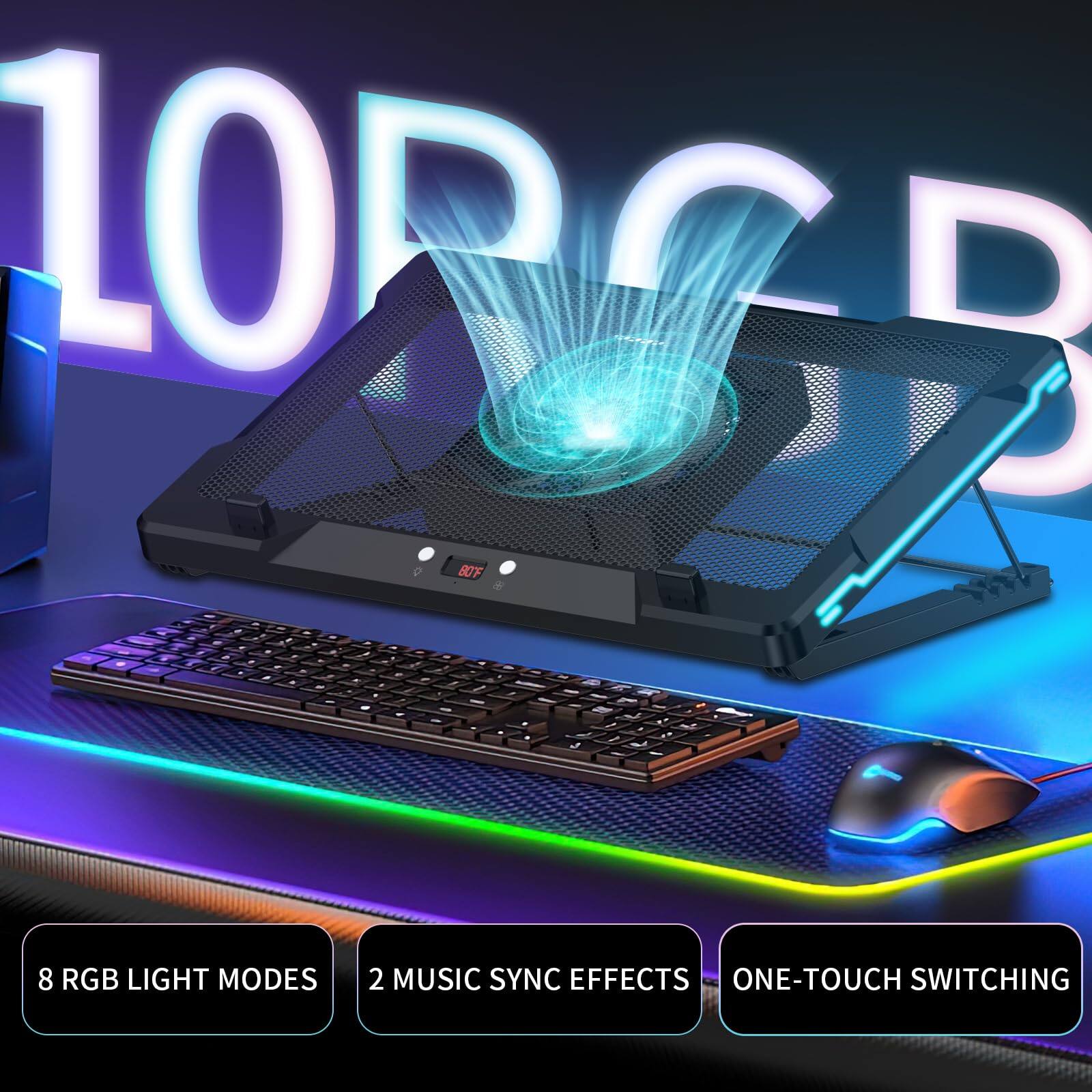 10RGB "BOF"  
- - - 3 - - - - - - - - - - - - - - - - - - - - - - - -  
1 - - - M 1 - 8 RGB LIGHT MODES  
2 MUSIC SYNC EFFECTS  
ONE-TOUCH SWITCHING