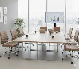 LeisureMod - Set of 8 Benmar Modern Leather Upholstered Office Desk Chair with Swivel Seat with Smooth-Rolling Casters - Brown