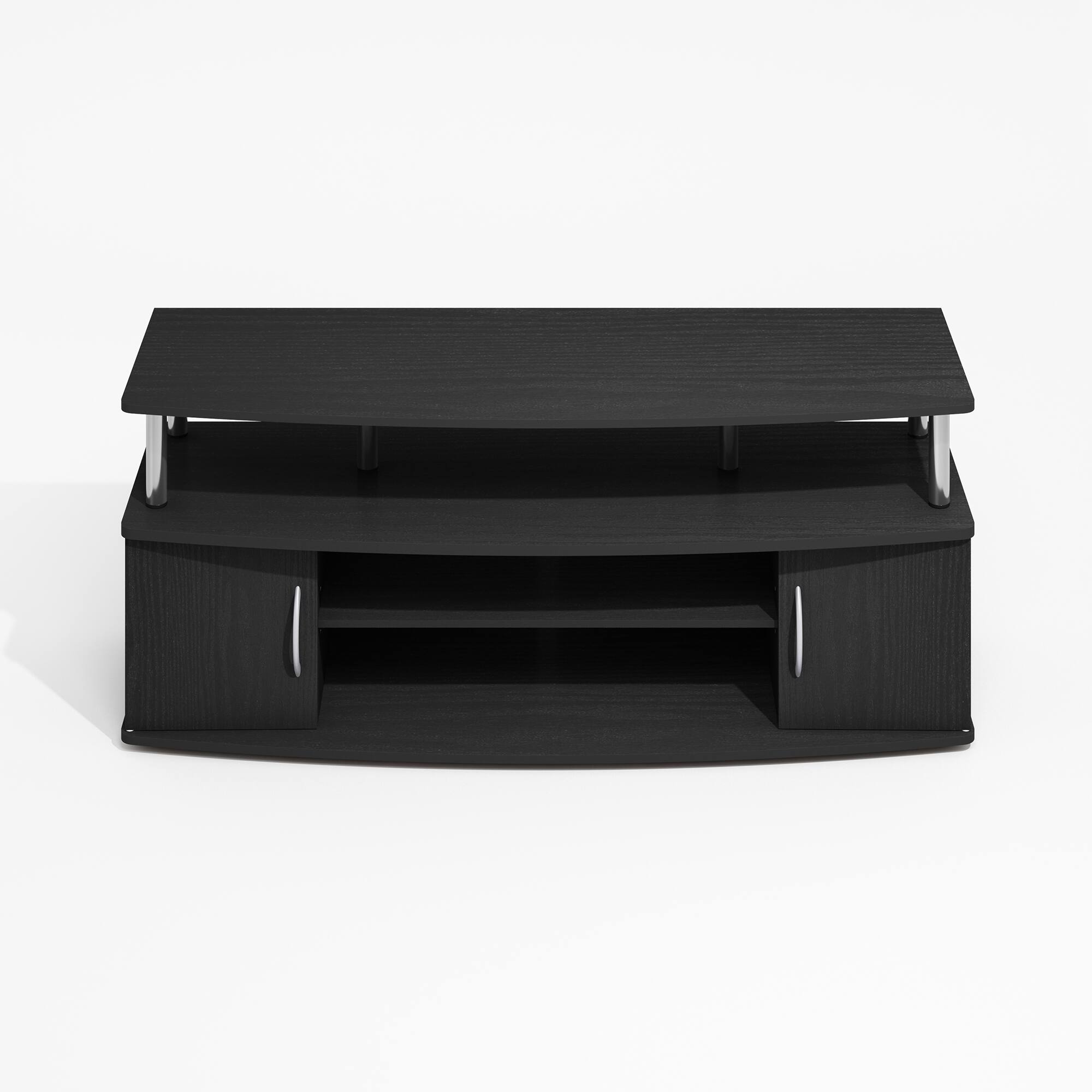 Alt View 2. Furinno - JAYA Large Entertainment Center Hold up to 55-IN TV,  Stainless Steel Tubes - Dark Americano/Stainless Steel.