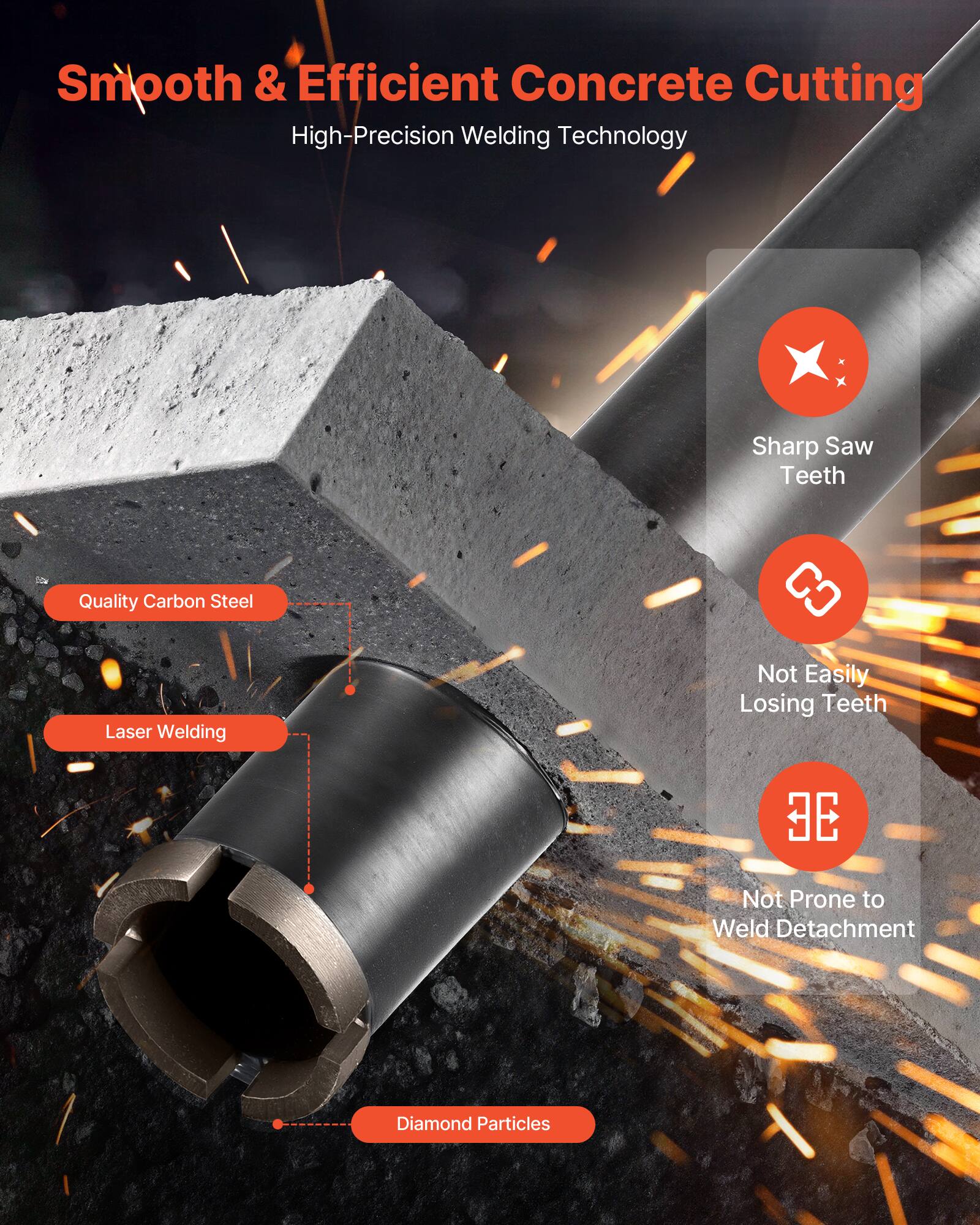 Smooth & Efficient Concrete Cutting  
High-Precision Welding Technology  

- Quality Carbon Steel  
- Laser Welding  
- Sharp Saw Teeth  
- Not Easily Losing Teeth  
- Not Prone to Weld Detachment  
- Diamond Particles