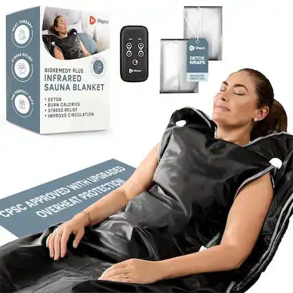 HEAT THERAPY | lifepro STRESS RELIEF MELTNEES BIOREMEDY PLUS INFRARED SAUNA BLANKET PERFECT THE GIFT DETOX BURN CALORIES STRESS RELIEF IMPROVE CIRCULATION . . + Sepeer & lifepro DETOX WRAPS INCREASE SWEATING WITH UPGRADED APPROVED PROTECTION CPSC OVERHEAT