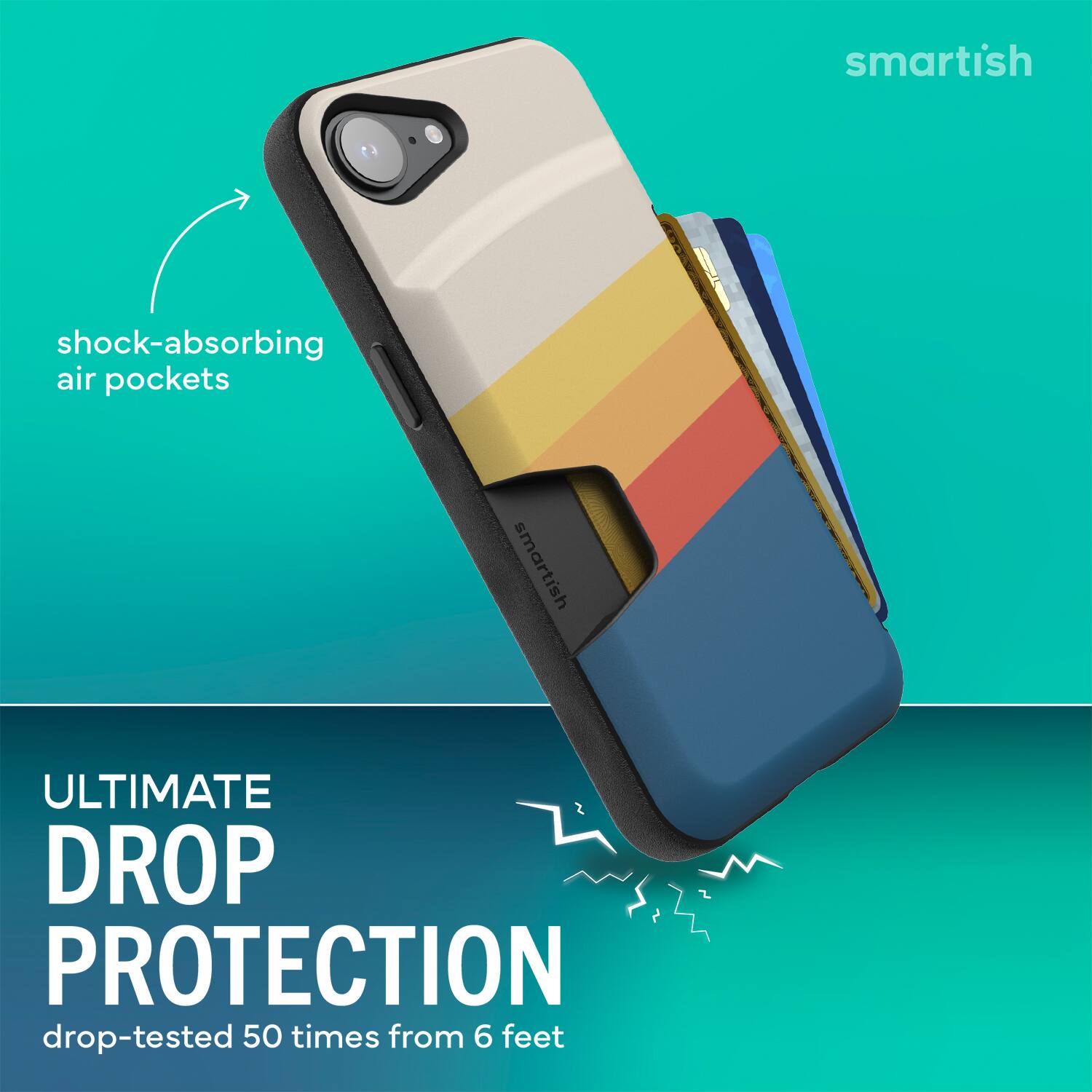 smartish  
shock-absorbing air pockets  
smartish ULTIMATE DROP PROTECTION  
drop-tested 50 times from 6 feet