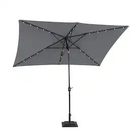 Boyel Living - 10 ft. x 6.5 ft. Rectangular Lighted Market Umbrella with Waterproof and UV Resistant - Gray