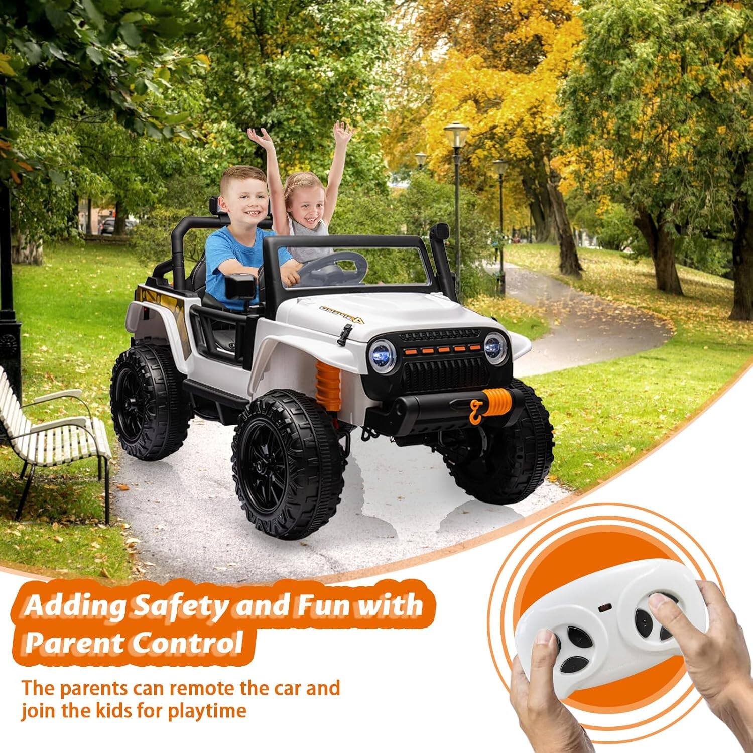 Adding Safety and Fun with Parent Control

The parents can remote the car and join the kids for playtime