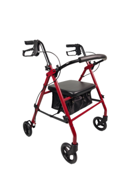 iLIVING - ILG-800R Burgundy Rollator Walker – Heavy Duty Frame, Adjustable Height, Easy-Fold Design & Smart Brake Lock for Adults - Red and Black