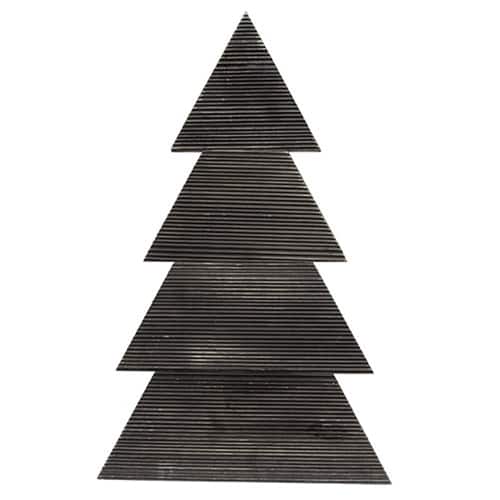 BreeBe - Distressed Wood Standing Corrugated Christmas Tree 28" - Black