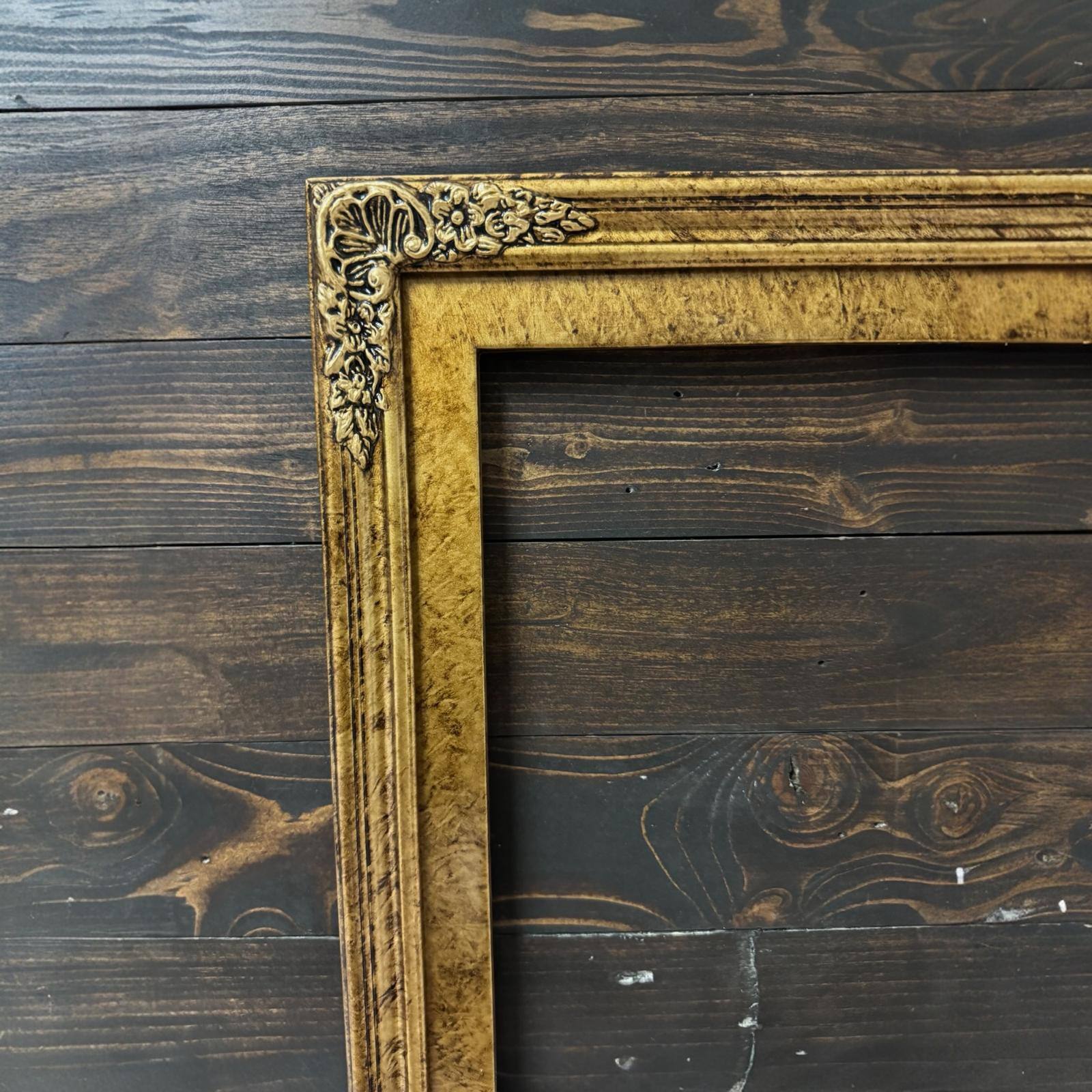 Back. LAREDO FRAME FACTORY - 55 inch Handmade Ornate Tv Frame For TCL A300W NXTVISION Tv - MARBLE GOLD.