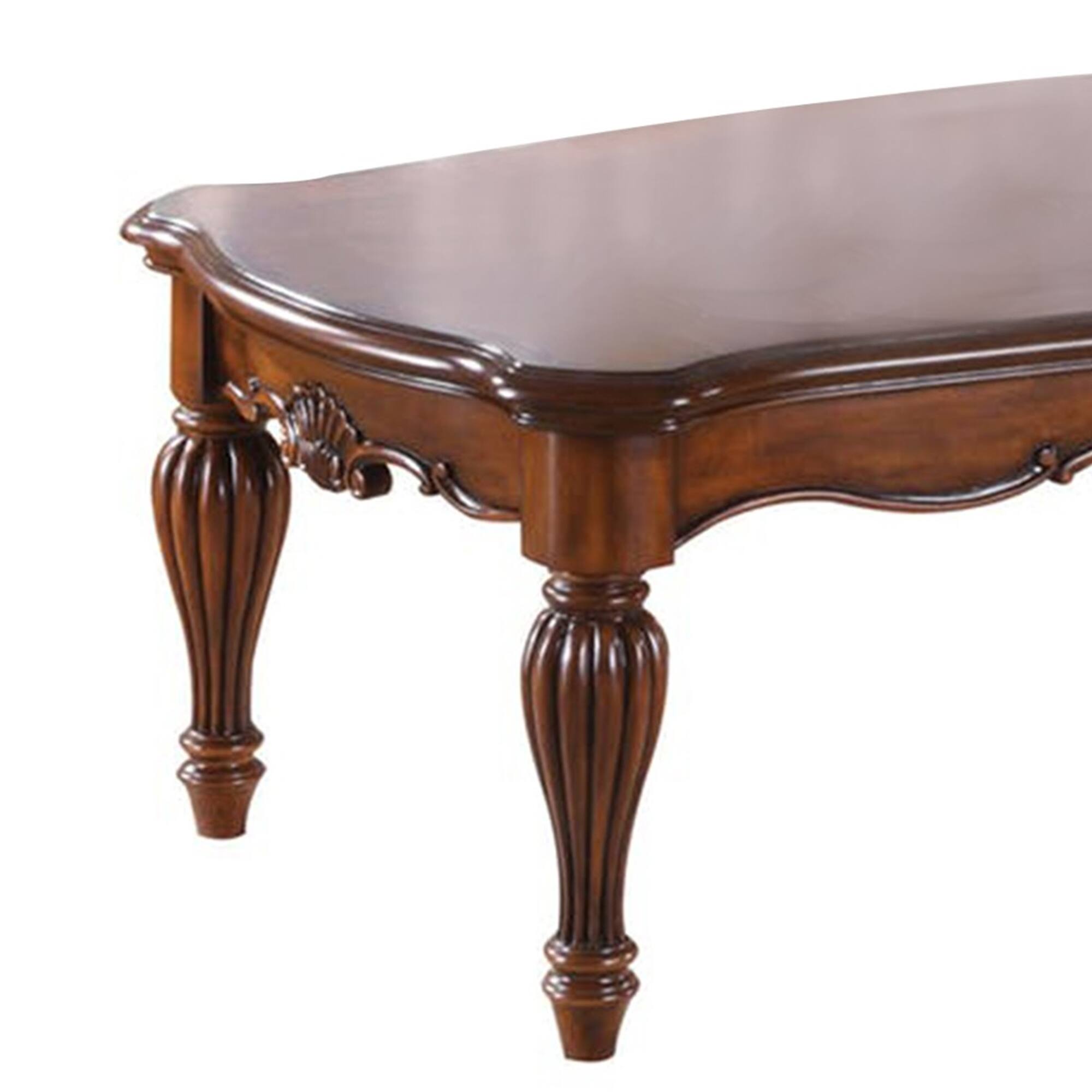 Alt View 2. Manhattan Lane - Vintage Rectangular Wooden Coffee Table with Fluted Legs - Brown.