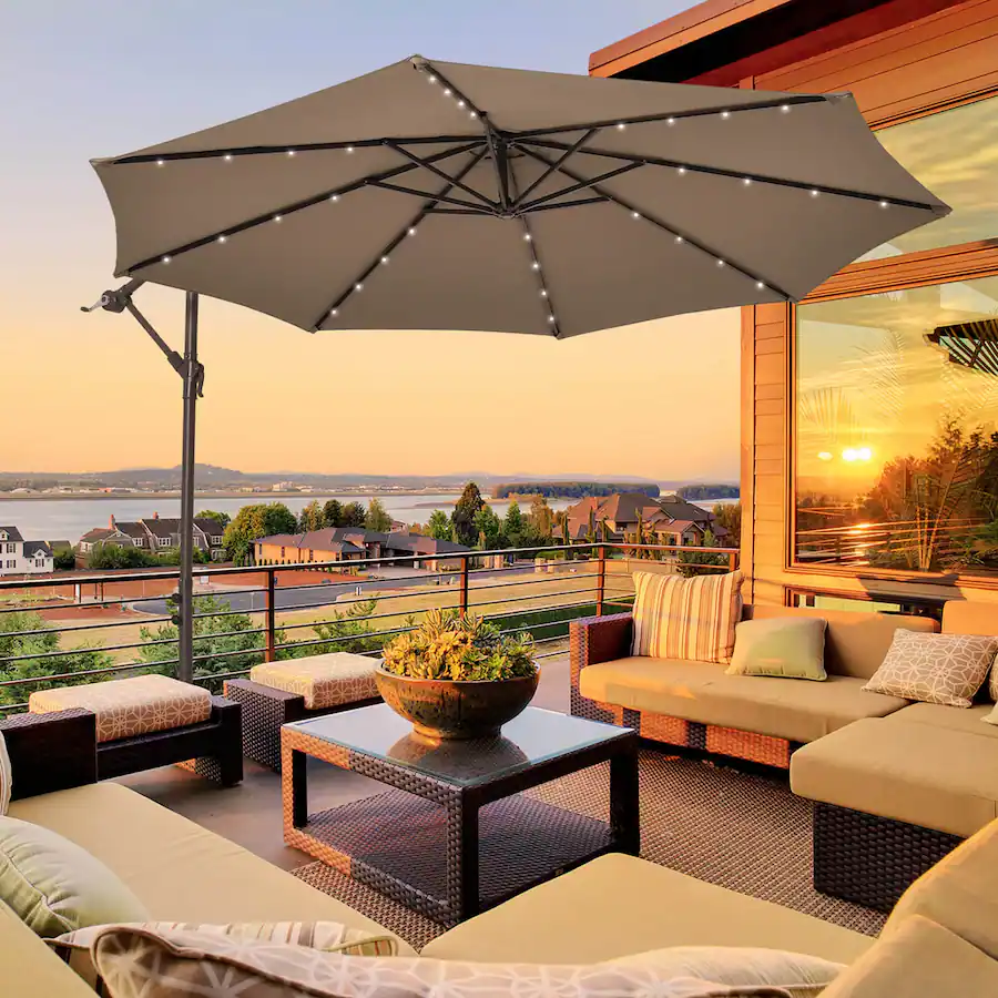 amazon lighted patio umbrella SUPERJARE 13ft Outdoor with Solar Lights, Double-sided Deck Pool Umbrella with 1.5 Inch Pole, Fade Resistant Canopy, 12 Sturdy Ribs, for Porch, Market, Backyard, Burgundy(No Base) : Patio Elevate your evenings with our innovative design featuring 3 auto Amazon Zero Regret Outdoor Findlike