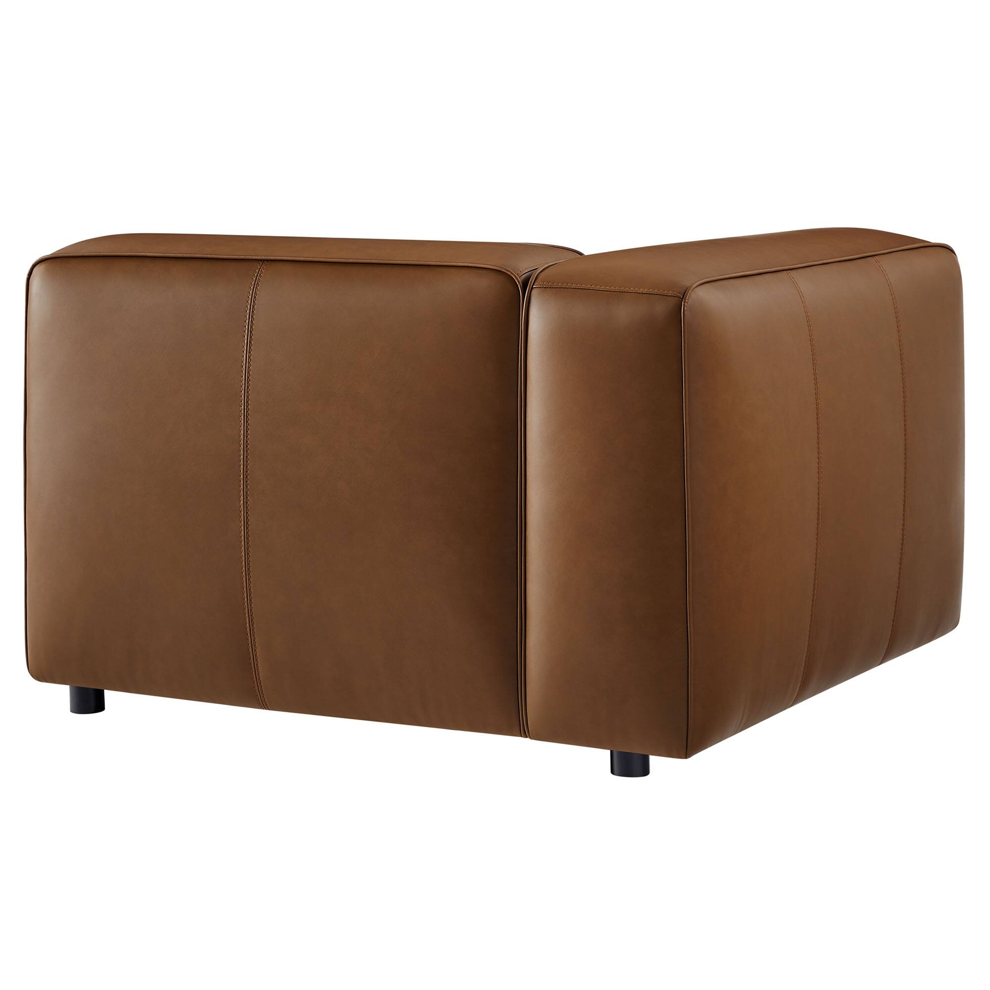 Alt View 1. Modway - Auren Upholstered Vegan Leather Modular Left Armchair by Modway - Brown.
