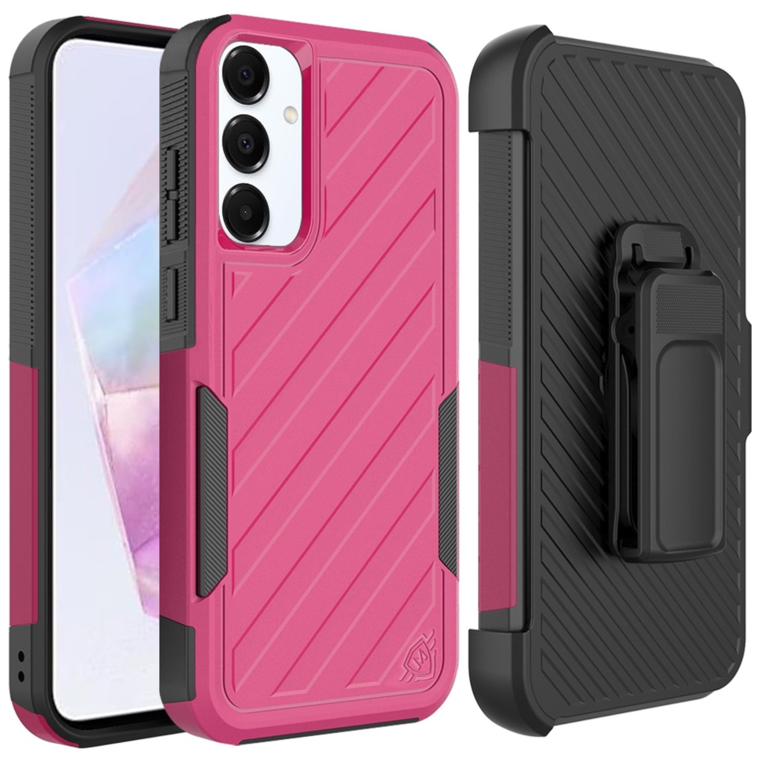 Kitcheniva - Heavy-Duty Holster Combo Lined Cover Plus Tempered Glass For Samsung A36/A56 Hot Pink/Black - Pink/ Black price history on PriceWatchPro