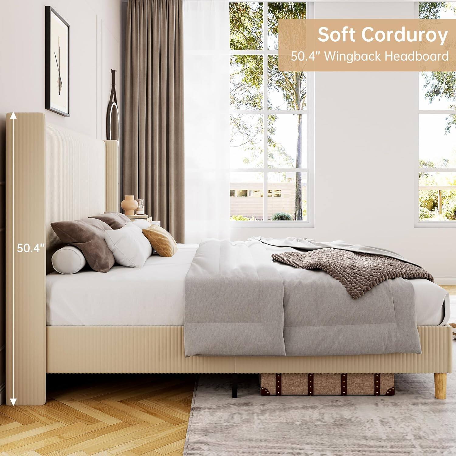 Soft Corduroy  
50.4" Wingback Headboard